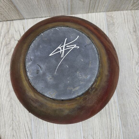 R. Kevin Kelley Signed Raku Studio Pottery Pot Vase Southwest Native Iridescent - Picture 8 of 14